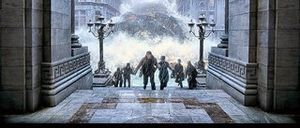 folk løber fra flodbølge i filmen The Day After Tomorrow